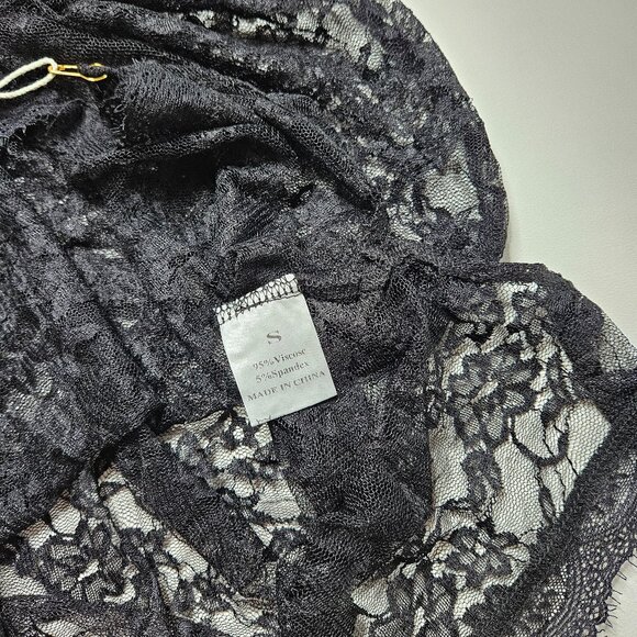 Y2K Whimsigoth Sheer Lace Black Floral Slip Dress, Small, New With Tags - Picture 7 of 8